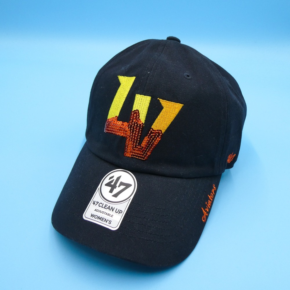 '47 Brand Cap Women One Size Clean‎ Up Las Vegas Aviators Black Sequin Cotton
